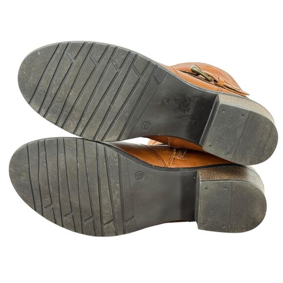 Lasocki Scrunchy Western Boot Leather Women's SZ 39 Leather Brown Zip Buckle - Picture 7 of 12